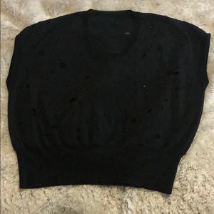 Black holey trendy short sleeve tee